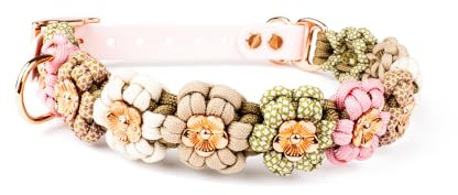 Hundehalsband Tierluxe Blumen Paracord (Rosa, L Halsumfang 35-41 cm)