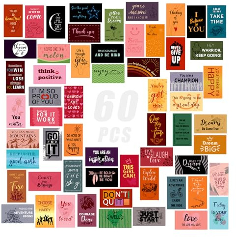 60Pcs Positive Appreciation Cards, Inspirational Cards, Unique Motivational Kindness Mini Note Card, Encouragement Thank You Card, Positive Affirmation Gifts for Employees, Students, Coworker (Style1)
