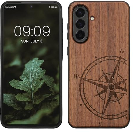 kwmobile Housse Compatible avec Samsung Galaxy A56 5G Coque - Étui de Protection Rigide Antichoc avec Cadre en TPU - Brun foncé