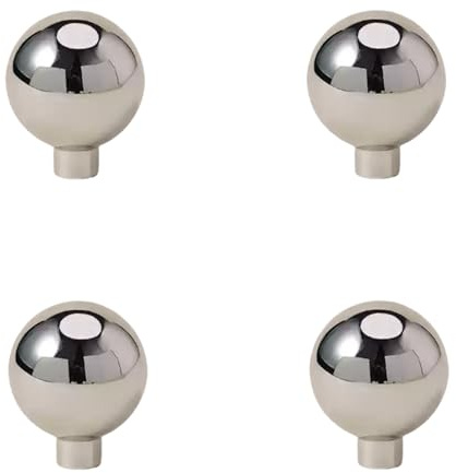 jiajulashou123 4 Stück Türknöpfe Runde Kugel Möbelknöpfe Schubladengriff Schrankgriffe Einlochgriff Türgriffe Schrankknäufe für Schubladen,Möbel,Kleiderschrank,mit Schrauben (Chrome Silver)