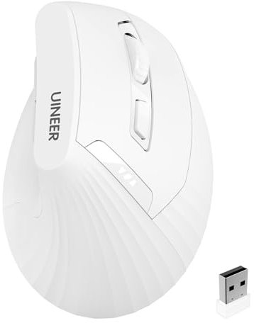 Souris Ergonomique sans Fil, Souris Verticale 2,4G avec Indicateur de Batterie, DPI à 4 Niveaux, Confort et la Réduction de la Fatigue du Poignet, Idéale pour l'Usage à la Maison, Bureau (Blanc)