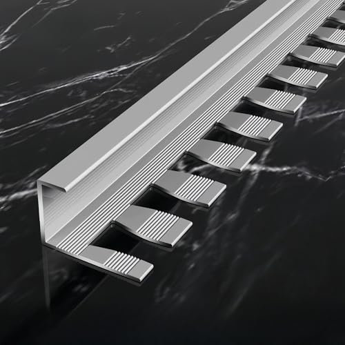 TreppenkantenprofilAbschlussprofillaminat135cm2StückEloxiertemAluminiumC-Form Übergangsprofil Profil Einfassprofil Biegbar Wasserdicht, feuchtigkeitsbeständig, rostfrei,Für Laminat,Parkett(Meridian Gr