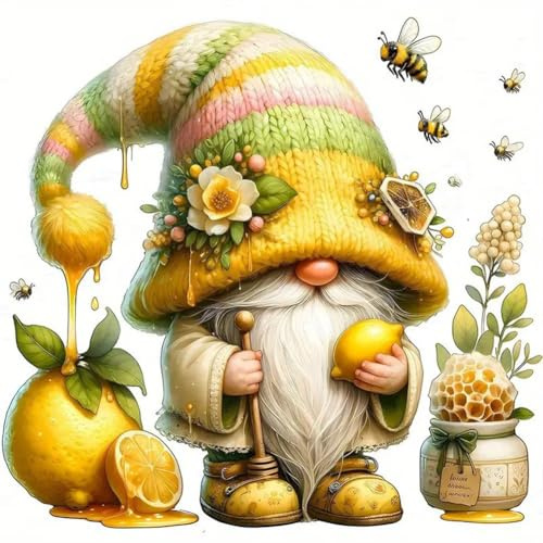 Anuver Full Drill Diamond Art Kits for Beginner, Yellow Gnome DIY Diamond Painting Kits for Home Wall Decor, 12x12 Inch, Diamond Painting Kits for Adults