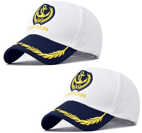 SAIIURV 2 Stücke Kapitänsmütze für Erwachsene, Captain Hat Baseball Cap, Verstellbare Marine MüTze, Yacht Matrosenmütze Marine Cap, Schiff Seemannsmütze für Karneval Mottoparty Partys Cosplay