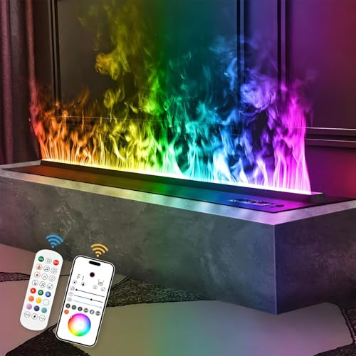 COAKUE Chimenea de Vapor de Agua, Chimenea eléctrica con aplicación Inteligente, 128 Colores de Llama Ajustables y 5 Niveles de Brillo, llenado y Drenaje automático de Agua. 120cm/47.24in