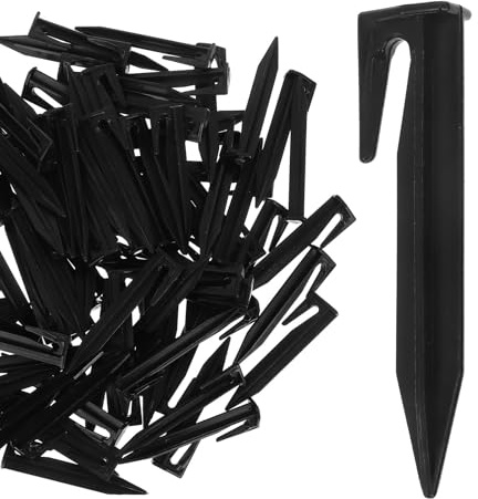 TOYANDONA 100 Estacas para Tienda de Campaña Resistentes de Plástico Negro, 100 Piezas, Clavijas para Cortacésped Robótico y Lonas de Exterior, Estacas de Tierra para Camping y Jardín, Alta
