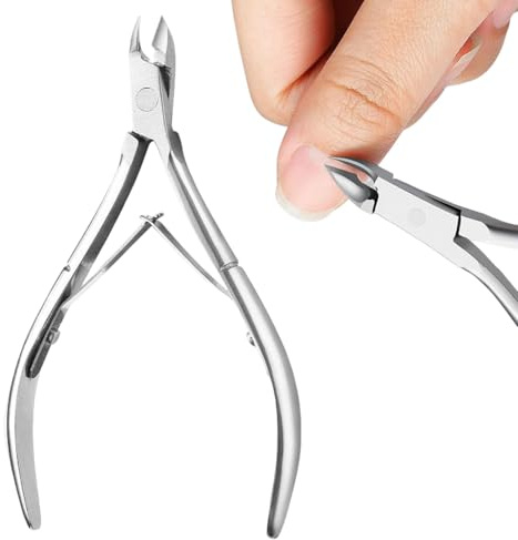 Tijeras para cutículas Cortador de cutículas Tijeras para cutículas profesionales hechas de acero inoxidable Finas para eliminar el exceso de piel desgarrada en los dedos de manos y pies, pinzas para