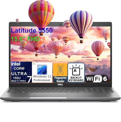 Dell Latitude 5550 Touchscreen Business Laptop, 15,6 FHD (1920x1080) Screen Display, Intel Core Ultra 7 155U, 16GB RAM, 512GB SSD, US Keyboard QWERTY, Windows 11 Pro (Renewed)