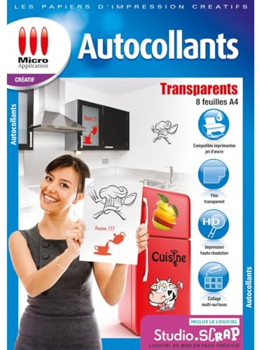 Papier transparent autocollant brillant (8) 2880 dpi