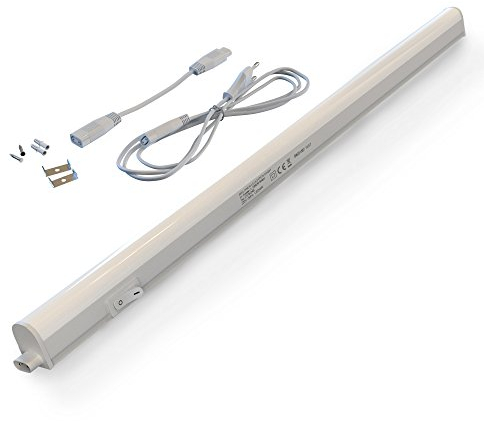 BRILONER - LED Leiste mit Ein/Aus-Schalter, neutralweiße Lichtfarbe, inkl. Steckerkabel, Unterbauleuchte Küche, LED Lichtleiste Küche, Schrankbeleuchtung, Küchenlampe, Lampe, 58,5x2,2x3 cm, Weiß