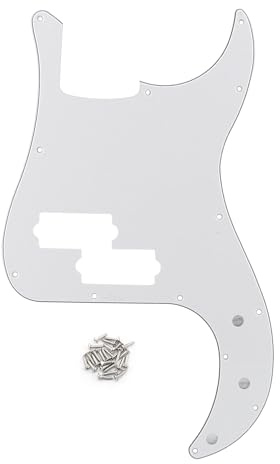 FLEOR 13-Loch Modern Style Standard Precision Bass Pickguard ohne Truss Rod Notch für 4-Saiter P Bass Modell, Weiß