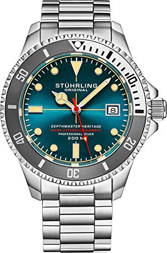 Taucheruhr für Herren, aus Edelstahl, professionell, wasserdicht, 200 m, gebürstet, abgeschrägt, mit Sicherheitsverschluss und verschraubter Krone
