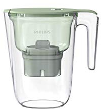 Philips Mayflower Carafe filtrante AWP2935GNT/10 à débit rapide - Vert pastel - 2,6 l - Filtre le Chlore, calcaire, métaux lourds et microplastiques