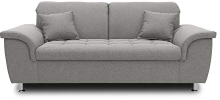 DOMO. collection Sofa Franzi, 2, 5-Sitzer Couch, 2, 5er Garnitur mit Nackenfunktion, Polstergarnitur 210 x 105 x 81 cm (BxTxH), grau