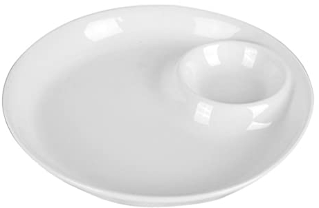 Tomaibaby Compartments Sauce Dishes Ceramic Dumpling Plate Japanese Plate Dip Serving Plate with Sauce Divider with Sauce Compartment for Sushi Dumpling Snack White Dumpling Dipping Sauce Tray