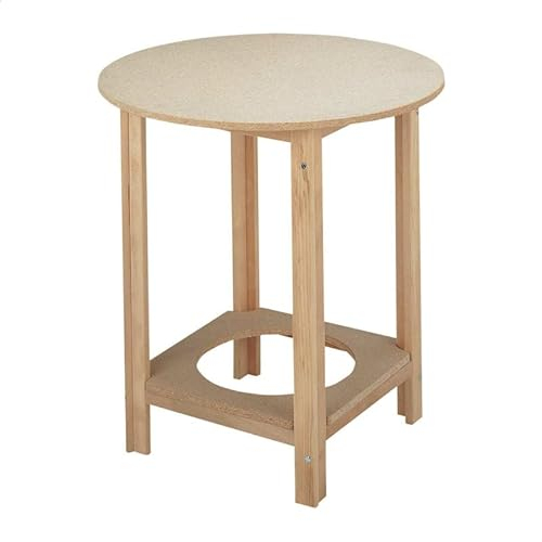 Maison Mine Mesa Camilla Redonda, Acabado sin Barniz, Fabricada en Madera de Haya (L:90 x F:90 x H:75) cm