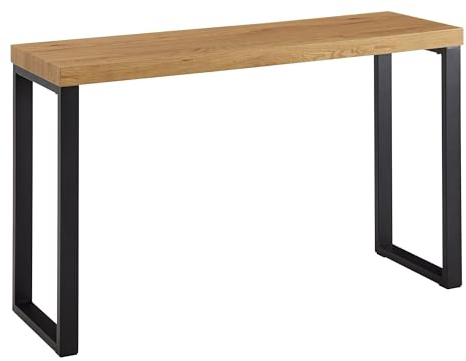 FineBuy Konsolentisch Eiche-Dekor/Schwarz 120x39x75,5 cm Design Anrichte Flur, Ablagetisch Schmal, Flurtisch mit Metallbeine, Dielentisch Lang Hoch