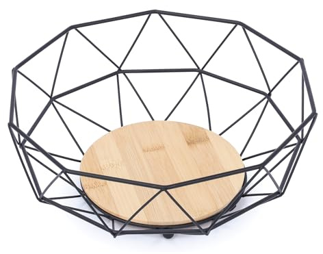 Cesto portafrutta MSV Design Industriale Legno e Acciaio Elie Nero Opaco