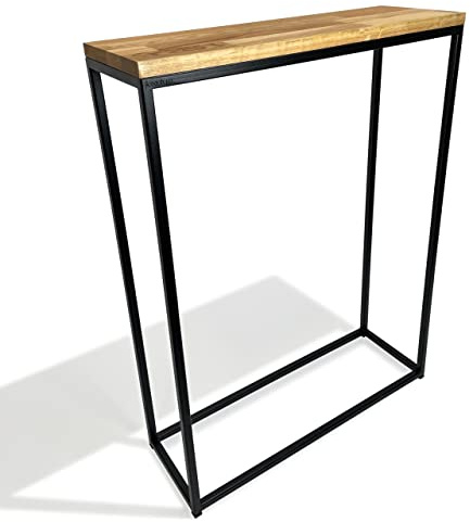 Schmaler Konsolentisch Schmal Beistelltisch, Flurtisch, Kleiner Ausstellungstisch, Sofatisch für kleinen Raum, für Eingang Flur Schwarz metall holz eiche industrial LOFT design (60x80x20 ein Regal)