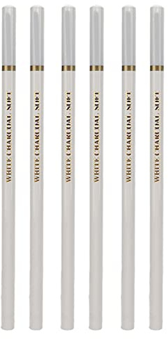 Crayons à Charbon Blanc de 6 Pièces, Ensemble de Crayons à Croquis Blanc Doux et Mi-brillant | Ensemble de Crayons à Charbon de Bois Professionnel