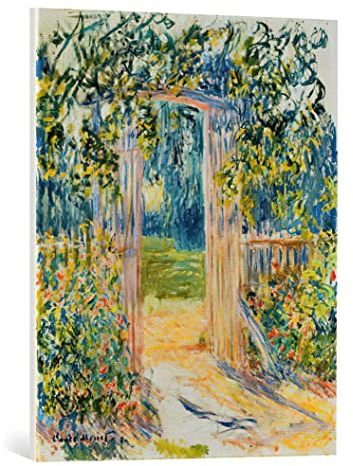 kunst für alle Leinwandbild: Claude Monet Das Gartentor Vétheuil - hochwertiger Druck, Leinwand auf Keilrahmen, Bild fertig zum Aufhängen, 60x75 cm