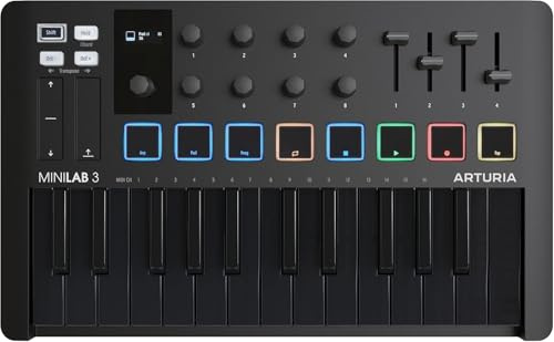 MiniLab 3 Deep Black, Arturia MIDI-Controller, 25 Tasten, Plug and Play