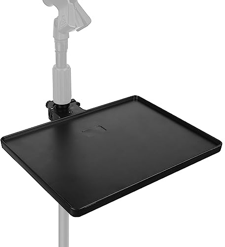 Geekria for Creators Bandeja de soporte para micrófono,soporte de estante ajustable,accesorio de bandeja de estante con abrazadera adecuado para escenario,transmisión en vivo,grabación(negro/grande)