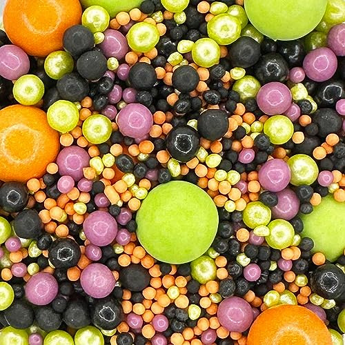 A Pinch Of - Pearls Mix - Halloween - Cake Topper Sprinkles - 30g Edible Shimmer Ball Cupcake Decorations - Spooky Weddings, Christenings & Parties