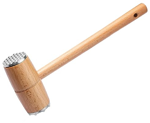 Bafnsiji Hölzerner Fleisch-Tenderizer-Hammer, Aluminiumfleisch-Tenderiser-Hammer, Fleisch-Tenderizer-Hammer für Steak, Küchen-Fleisch-Mallet