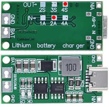 HiLetgo 2pcs Multi-Cell 2S 3S 4S USB-C to 8.4V 12.6V 16.8V (4S 2A) Step-Up Boost LiPo Polymer Li-Ion Charger Board 7.4V 11.1V 14.8V 18650 Lithium Battery Boost Module Type-C