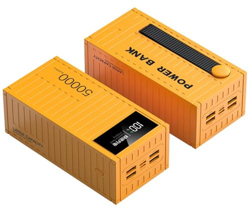 RIDAEX Apparence de conteneur Charge Rapide 50000 Mah Batterie Externe Grande capacité Camping en Plein air Alimentation Mobile 66Wpd20W,Yellow-50000mAh