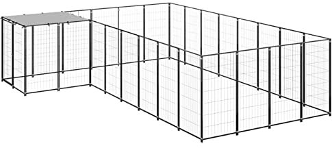 ARKEM Hundezwinger Schwarz 10,89 m² Stahl Hunde Gitter Freilaufgehege Kaninchen HundekäFig