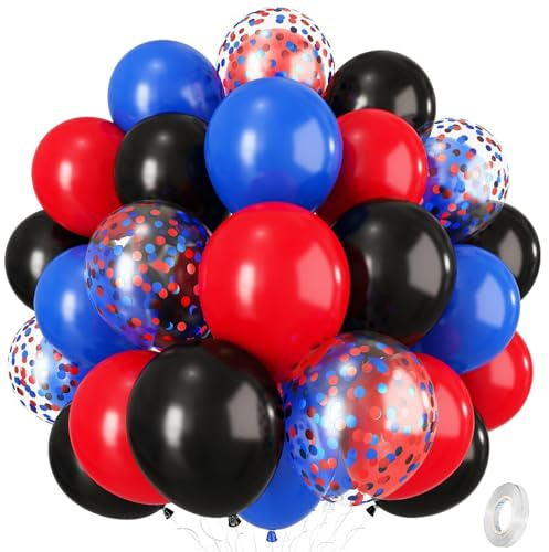 12 Inch Red Blue Black Balloons for Spider Cool Man Birthday Decorations