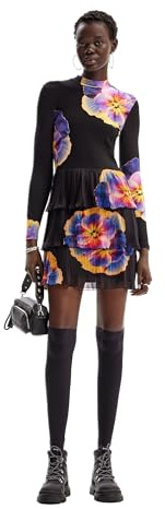Desigual Abito da Donna A Maniche Lunghe, Vestito Donna, Nero, M