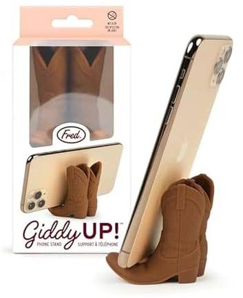 Genuine Fred Giddy UP Phone Stand, Brown, Cowboy Boot Tech Accessory, Fits Most Mobile Smartphones, Grippy Silicone, Fun Cowboy Boot Details