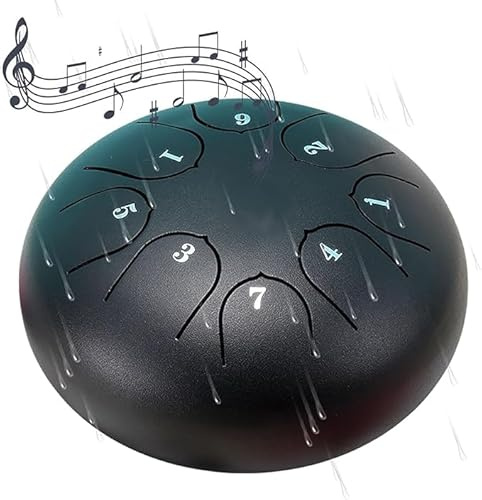Regentrommel für Garten, 2024new8 Noten, 15,2 cm Chakra-Regentrommel, Stahlzungentrommel, Regenglocke, Musikinstrument, schafft eine friedliche und charmante Atmosphäre im Garten, Schwarz