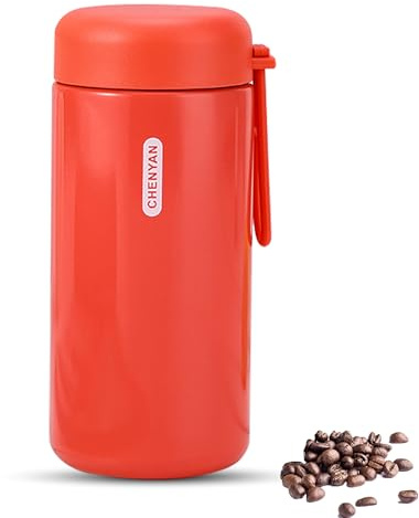 Senshuomy Mini Water Bottle,Small Thermos Flasks,Stainless Steel Insulated Water Bottles,Leakproof Drinks Bottle with Carry Handle for Hot&Cold Drinks,Coffe,Juice(300ml/Red)