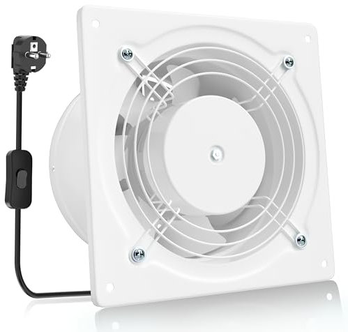 HG Power Extractor de aire 150mm - 525m³/h Extractor Baño Silencioso con Clapeta Antirretorno, Interruptor, Enchufe, Extractor Industrial 38W para Cocina Garaje Pared Techo Ventana, Blanco