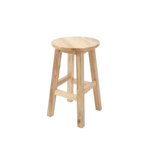 Runder Barhocker aus Bambus mit rückenfreiem Design für Kücheninsel, rustikaler Holzhocker für Esszimmer, Bauernhaus, Frühstück, Barhocker (45 cm Höhe)