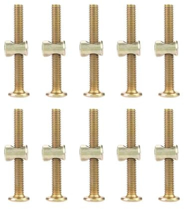 Vis, 10 pièces M6 en acier au carbone 50 mm boulons de meubles avec attaches de connecteur d'écrou cylindrique de 6 mm pour fixer des armoires en bois et d'autres meubles
