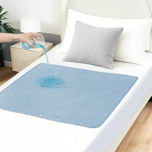 DUJUIKE Protège Matelas imperméable 90x135CM, Alèse lavable pour incontinence, Protection lit incontinence, Couvre lit imperméable, Absorbant, Alese adulte reutilisable pour Bébé, Enfant, Adulte(Bleu)