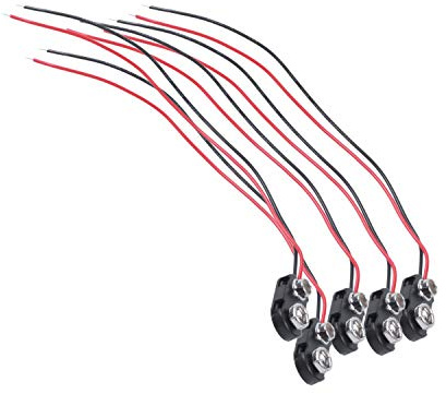 Quystetes 5 Piezas Negro Carcasa de plastico 14,99 cm Dos-con Cable 9 V Conectores para Pilas Recargables de