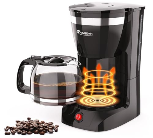 RAINBEAN 1.25L Filter Coffee Machine | Fast Brewing 800W Coffee Makers for Ground Coffee, Espresso, Macchiato & More | Keep Warm & Anti-Drip Function Reusable Filters
