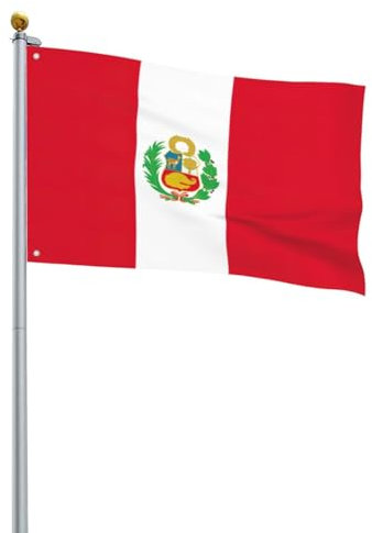Bandera de Perú impresa de un solo lado para exteriores, campesino rústico, decoración de césped