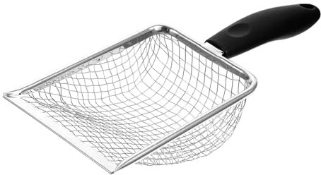 POPETPOP Small Cat Litter Tray Cleaning Tool Stainless Steel Litter Scoop for Pet Waste