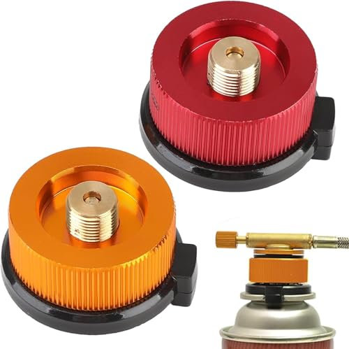 2-Pack Portable Gas Adapter for Camping Butane Canister to Screw Gas Cartridge Converter Lightweight Outdoor Stove Connector for Hiking Picnics BBQs