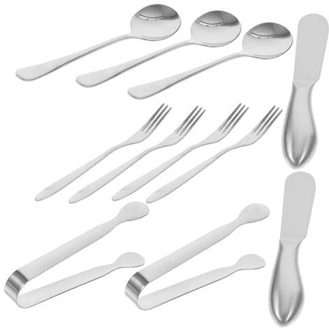 TOPPERFUN Utensili per Servire Formaggio Cucchiaio Forchetta e Pinza in Acciaio Inossidabile Strumenti da Cucina Compatti e Facili da Gestire e Pulire