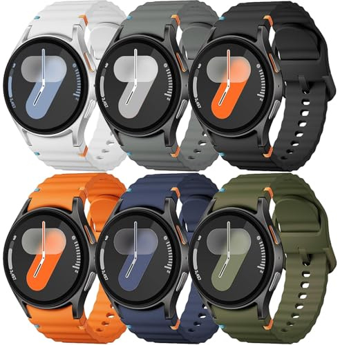 DMVEIMAL 6Pcs Sportarmband für Samsung Galaxy Watch 7 6 5 4 FE Armband 40mm 44mm/6&4 Classic 43 47 42 46 mm/5 Pro 45mm Herren Damen,No Gap Weich Silikon Sport Band für Samsung Watch 7 6 5 4 FE