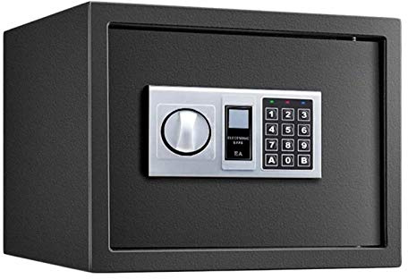Cassaforte con serratura a combinazione ignifuga, con tastiera digitale e ripiano rimovibile, resistente al fuoco, per denaro, documenti, oggetti di valore e medicine, cassaforte di sicurezza nera