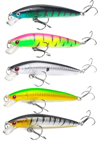 5 Stück Hecht Köder,Kunstköder Wobbler Set,Angelköder für Zander,Hech,Wobbler,Fisch Köder Swimbait lebensechter für Zander Barsch Forellen, für Süßwasser oder Salzwasser,Angeln Geschenke für Männer